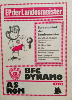 BFC Dynamo Berlin - AS Roma European Cup (21.03.1984) match programme
