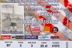 KS Cracovia - MKS Odra Wodzislaw Slaski Orange Ekstraklasa (07.05.2008) ticket