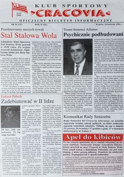 KS Cracovia - Stal Stalowa Wola II League match programme (24.04.1996)