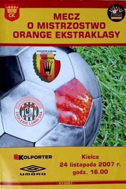 Korona Kielce - Zaglebie Lubin Orange Ekstraklasa match programme (24.11.2007)