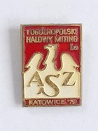 1st National Indoor Athletics Meeting of Academic Sport Association, Katowice 1975 badge (lacquer)