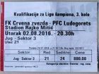 Crvena Zvezda Belgrade - PFC Ludogorets Razgrad UEFA Champions League qualification ticket (02.08.2016)