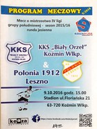 KKS Bialy Orzel Kozmin Wielkopolski - Polonia 1912 Leszno, IV league match programme (9.10.2016)