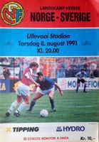 Norway - Sweden freindly match programme (08.08.1991)