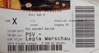 PSV Eindhoven - Legia Warszawa UEFA Europa League (15.09.2011) match ticket