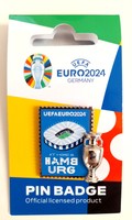 Pin of the host city Hamburg with 2D trophy miniature UEFA Euro 2024 Germany - badge (Official Licensed Product)