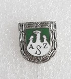Polish Academic Sport Association badge with silver wreath (enamel, number signature)