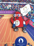 Summer Olympic Games Paris 2024 Phrygian mascot fan with scarf badge (official licensed product, signature)