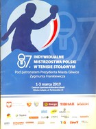 The 87th Polish Individual Table Tennis Championships official programme (1-3/03/2019, Brzeg Dolny)