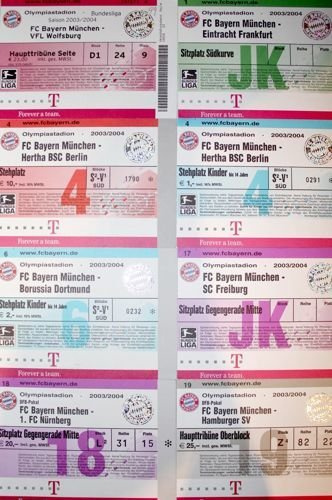 Bayern Munich Bundesliga 2003-2004 tickets (eight) | Football Tickets