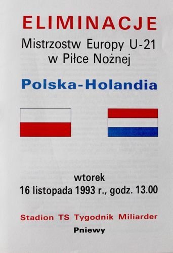 Poland Netherlands European Championships U 21 Qualifying Match Programme 16 11 1993 Football Programmes International Matches