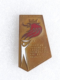  5th School Youth Games and Polish Junior Championships, Szczecin, July 1970 badge (enamel)