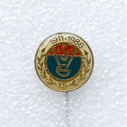 75th Anniversary of Vasas Budapest 1911-1986 badge (lacquer, signature)