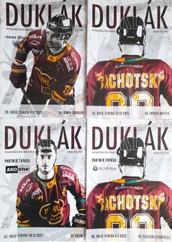 Dukla Jihlava Hockey Club league matches 2021-2022 official programmes (set of 4)