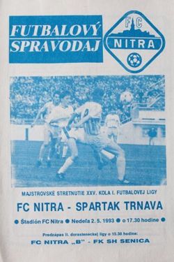 FC Nitra - Spartak Trnva I Liga (02.05.1993) official programme