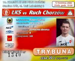 LKS Lodz - Ruch Chorzow II league (12.04.2006) ticket