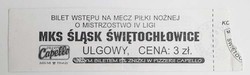 MKS Śląsk Świętochłowice IV league match ticket (old)