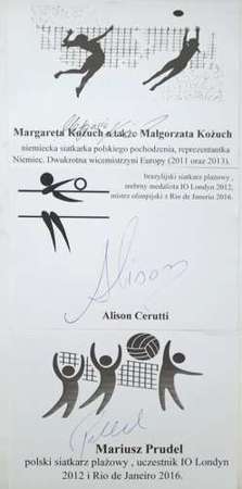 Mariusz Prudel, Alison Cerutti, Margaret Kozuch volleyball players original autographs 3 cards