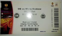 Odense Boldklub - Wisla Cracow UEFA Europa League match ticket (01.12.2011)