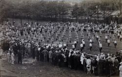 Old photo of Women's gymnastic event in Czechoslovakia