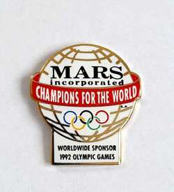 Olympic Games Barcelona 1992 sponsor Mars incorporated badge (official product, signature)
