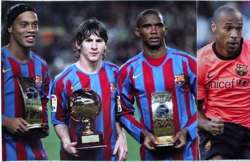 Photo FC Barcelona players: Ronaldinho, Messi, Eto'o, Henry