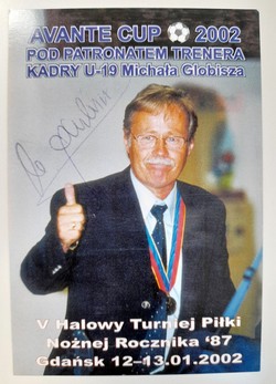 Photo of coach Michał Globisz of the Polish U-19 national team with an original autograph