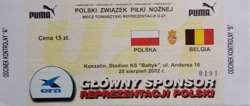 Poland - Belgium U-21 friendly match ticket (20.08.2000)