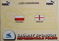 Poland - England UEFA Euro U-21 qualifying match VIP invitation  (26.04.2001)