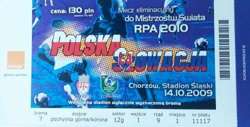 Poland - Slovakia World Cup South Africa 2010 match ticket 14.10.2009