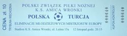 Poland - Turkey UEFA Euro U-21 qualyfing match ticket (12.11.1999)