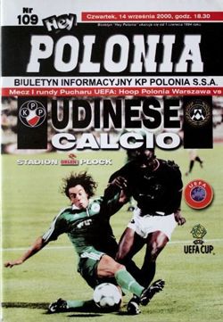 Polonia Warsaw - Udinese Calcio UEFA Cup official match programme (14.09.2000)
