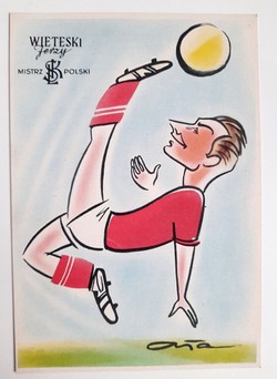 Postcard Jerzy Wieteski (LKS Lodz) - The Poland Champion 1958