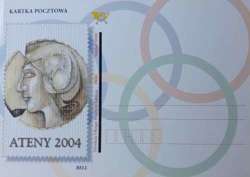 Postcard showing the Athens Olympic Games 2004 postage stamp