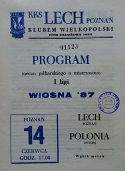 Program KKS Lech Poznan - Polonia Bytom 14.06.1987 (Poland)