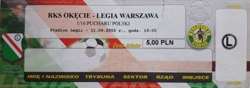 RKS Okęcie Warszawa - Legia Warszawa Polish Cup (11.09.2002) match ticket