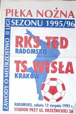 RKS TED Radomsko - Wisla Cracow II league official programme (12.08.1995)
