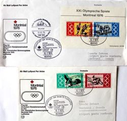 Set of 2 FDC Envelopes of Olympic Games Montreal 1976. Flight of Germany national team (Germany)