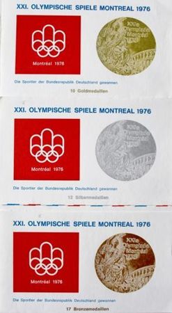 Set of 3 FDC Envelopes of Olympic Games Montreal 1976 Medals (Germany)