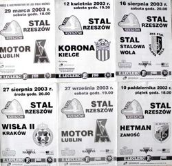 Set of 7 Stal Rzeszow official matches programmes III league 2003