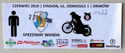 Speedway Wanda Cracow - Lubelski Węgiel KMŻ Lublin speedway II League ticket (27.06.2010)