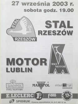 Stal Rzeszów - Motor Lublin, III league offiicial match programme (27.9.2003)