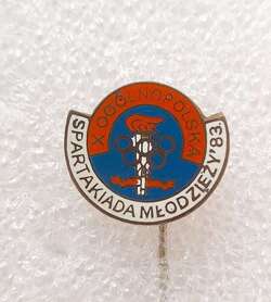 The 10th Polish Youth Spartakiad 1983, red-white badge (PRL, enamel)