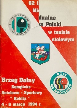 The 62nd Polish Individual Table Tennis Championships official programme (4-6/03/1994, Brzeg Dolny)