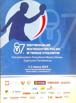 The 87th Polish Individual Table Tennis Championships official programme (1-3/03/2019, Brzeg Dolny)