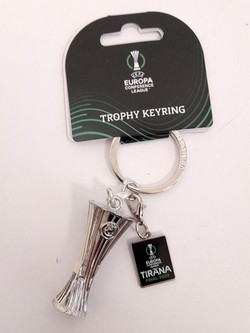 The UEFA Europa Conference League cup trophy keyring with a pendant Final Tirana 2022 (official product)