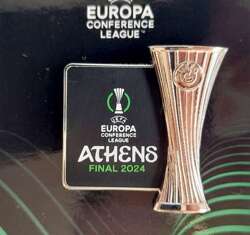 UEFA Europa Conference League 2024 Athens Final Olympiakos SFP - ACF Fiorentina trophy badge (official licensed product)