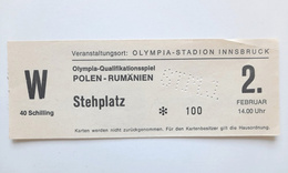 Ticket XII Winter Olympic Games Innsbruck 1976. Ice hockey match Poland - Romania (2.2.1976)