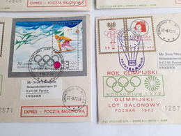 Olympic Year 1972 - Olympic Balloon Flight set of 4 FDC envelopes (Poland)
