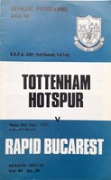 Tottenham Hotspur FC - Rapid Bucarest, UEFA Cup official match programme (8.12.1971)